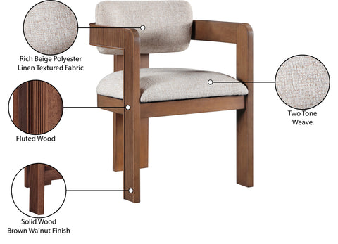 Selene Beige Linen Textured Fabric Upholstered Dining Chair , 2-Piece (Style 3)