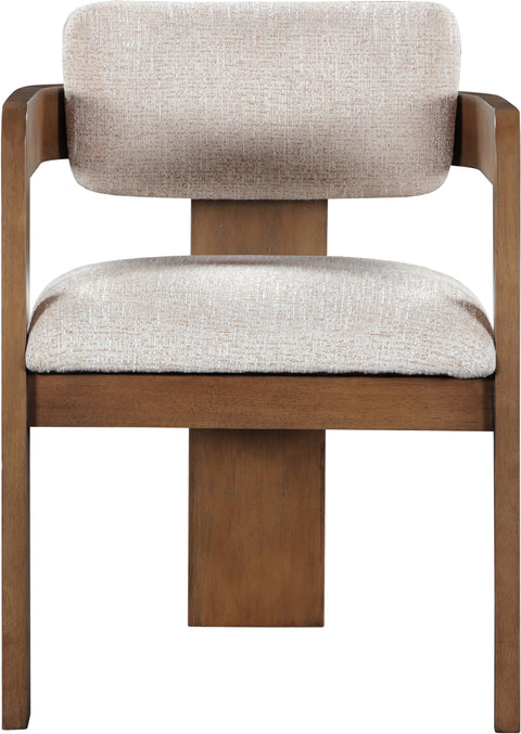 Selene Beige Linen Textured Fabric Upholstered Dining Chair , 2-Piece (Style 3)