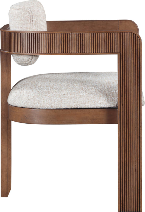 Selene Beige Linen Textured Fabric Upholstered Dining Chair , 2-Piece (Style 3)