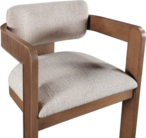 Selene Beige Linen Textured Fabric Upholstered Dining Chair , 2-Piece (Style 3)