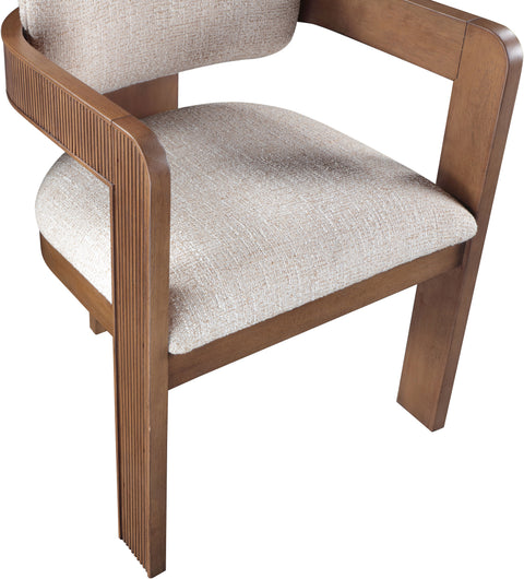 Selene Beige Linen Textured Fabric Upholstered Dining Chair , 2-Piece (Style 3)