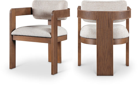 Selene Beige Linen Textured Fabric Upholstered Dining Chair , 2-Piece (Style 3)