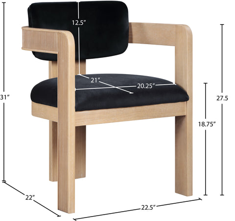 Selene Black Velvet Upholstered Dining Chair , 2-Piece (Style 1)