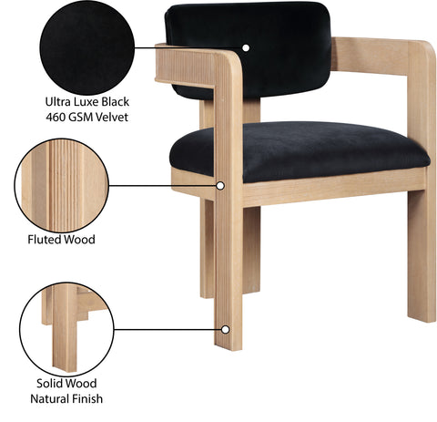 Selene Black Velvet Upholstered Dining Chair , 2-Piece (Style 1)