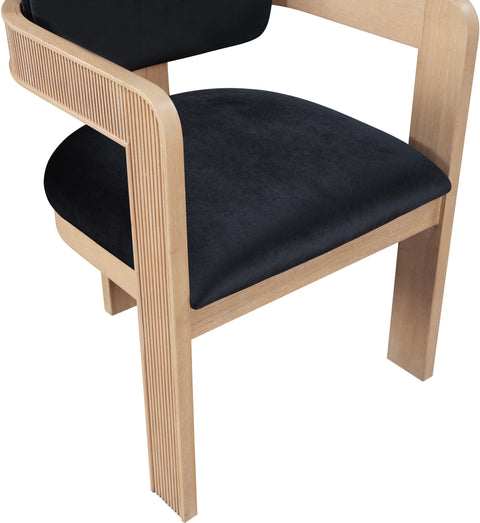 Selene Black Velvet Upholstered Dining Chair , 2-Piece (Style 1)