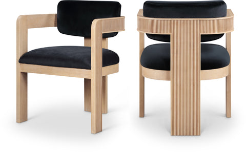 Selene Black Velvet Upholstered Dining Chair , 2-Piece (Style 1)