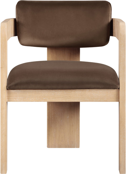 Selene Brown Velvet Upholstered Dining Chair, 2-Piece