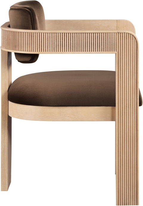 Selene Brown Velvet Upholstered Dining Chair, 2-Piece