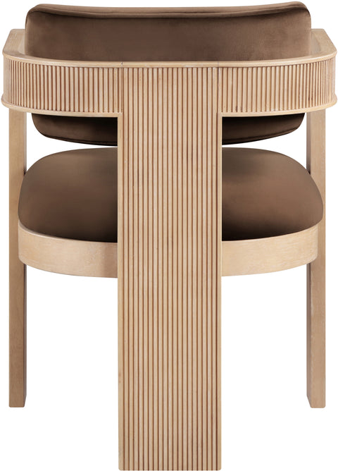 Selene Brown Velvet Upholstered Dining Chair, 2-Piece