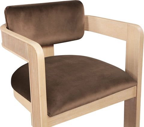 Selene Brown Velvet Upholstered Dining Chair, 2-Piece