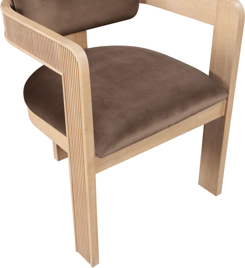 Selene Brown Velvet Upholstered Dining Chair, 2-Piece