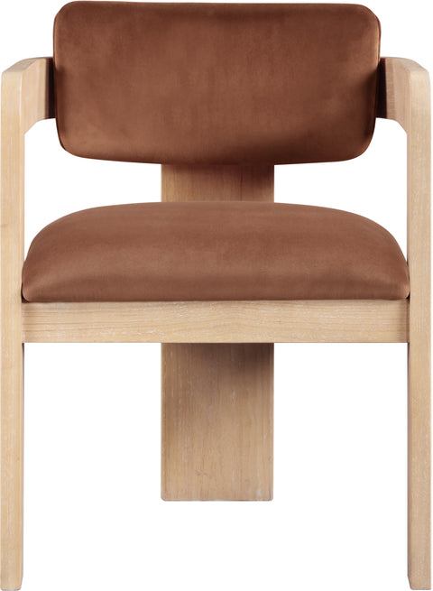 Selene Cognac Velvet Upholstered Dining Chair , 2-Piece (Style 1)