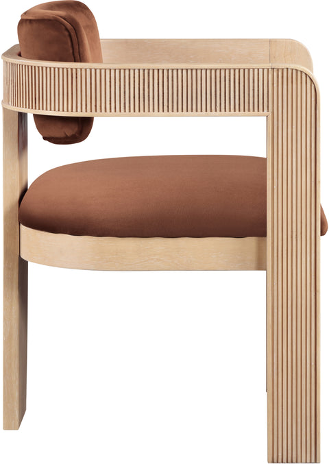 Selene Cognac Velvet Upholstered Dining Chair , 2-Piece (Style 1)