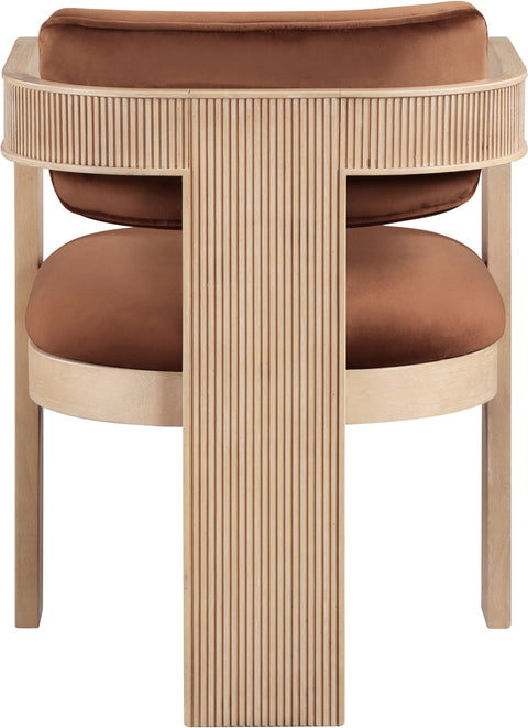 Selene Cognac Velvet Upholstered Dining Chair , 2-Piece (Style 1)