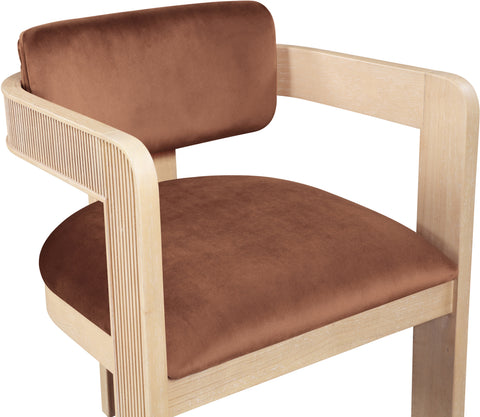 Selene Cognac Velvet Upholstered Dining Chair , 2-Piece (Style 1)