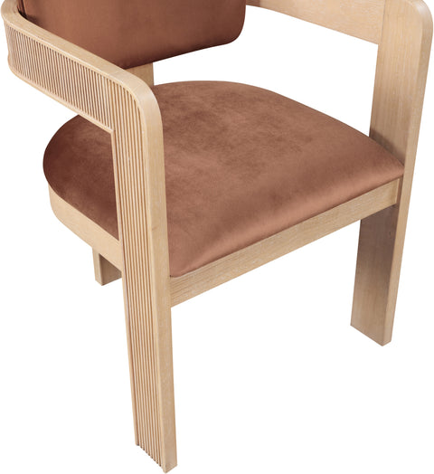 Selene Cognac Velvet Upholstered Dining Chair , 2-Piece (Style 1)