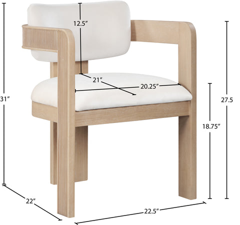 Selene Cream Velvet Upholstered Dining Chair , 2-Piece (Style 1)
