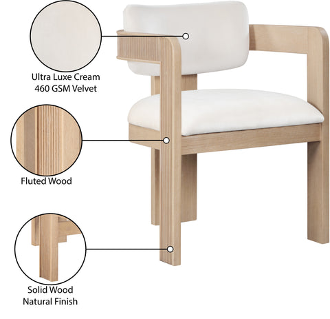 Selene Cream Velvet Upholstered Dining Chair , 2-Piece (Style 1)