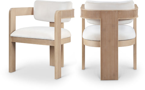 Selene Cream Velvet Upholstered Dining Chair , 2-Piece (Style 1)