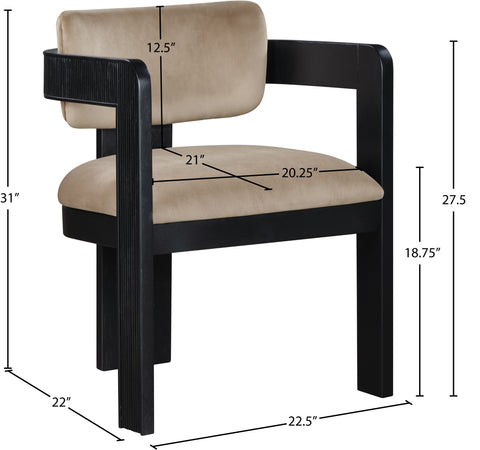 Selene Beige Velvet Upholstered Dining Chair , 2-Piece (Style 1)