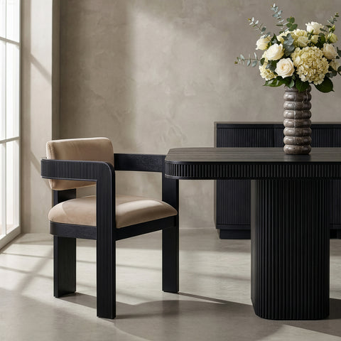Selene Beige Velvet Upholstered Dining Chair , 2-Piece (Style 1)