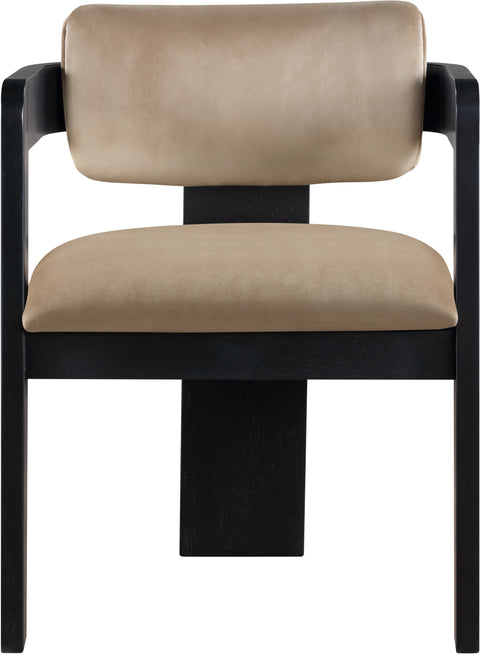 Selene Beige Velvet Upholstered Dining Chair , 2-Piece (Style 1)