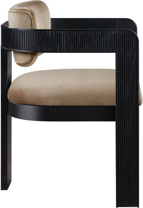 Selene Beige Velvet Upholstered Dining Chair , 2-Piece (Style 1)