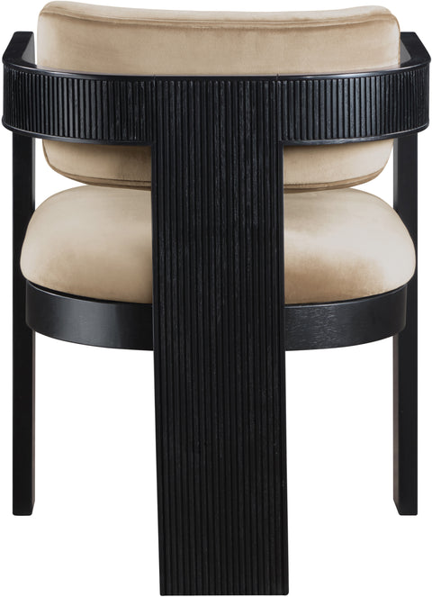 Selene Beige Velvet Upholstered Dining Chair , 2-Piece (Style 1)