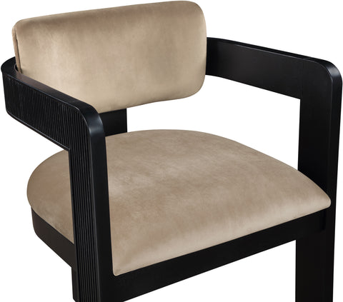 Selene Beige Velvet Upholstered Dining Chair , 2-Piece (Style 1)