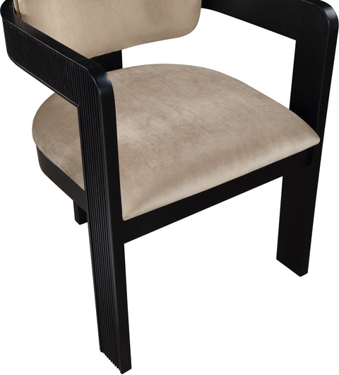 Selene Beige Velvet Upholstered Dining Chair , 2-Piece (Style 1)