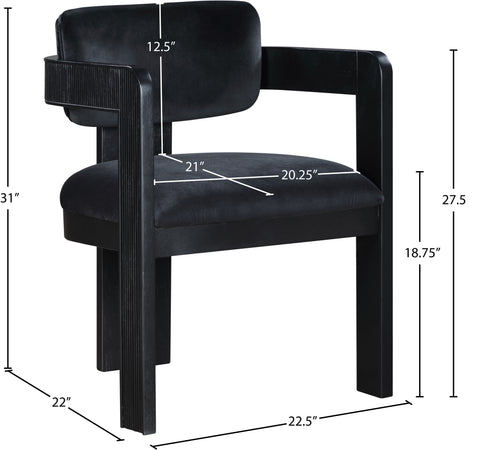 Selene Black Velvet Upholstered Dining Chair , 2-Piece (Style 2)