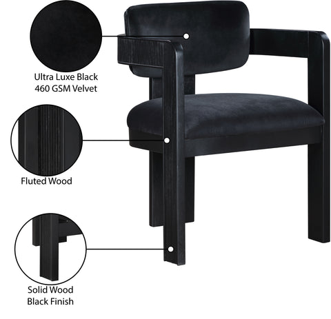 Selene Black Velvet Upholstered Dining Chair , 2-Piece (Style 2)