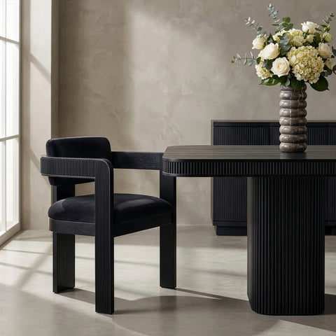 Selene Black Velvet Upholstered Dining Chair , 2-Piece (Style 2)
