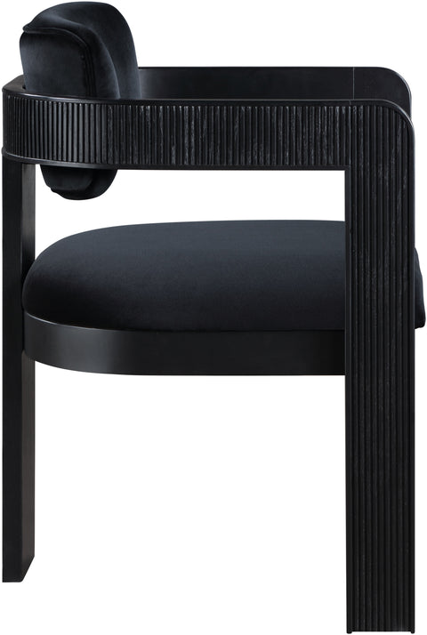 Selene Black Velvet Upholstered Dining Chair , 2-Piece (Style 2)