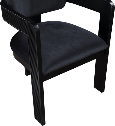 Selene Black Velvet Upholstered Dining Chair , 2-Piece (Style 2)