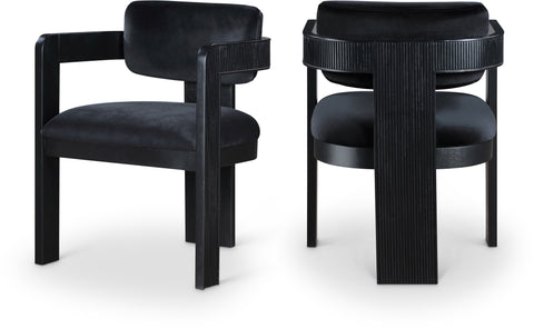 Selene Black Velvet Upholstered Dining Chair , 2-Piece (Style 2)