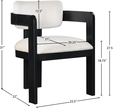 Selene Cream Velvet Upholstered Dining Chair , 2-Piece (Style 2)