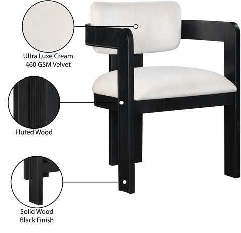 Selene Cream Velvet Upholstered Dining Chair , 2-Piece (Style 2)