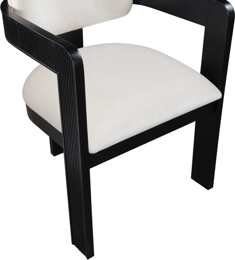 Selene Cream Velvet Upholstered Dining Chair , 2-Piece (Style 2)