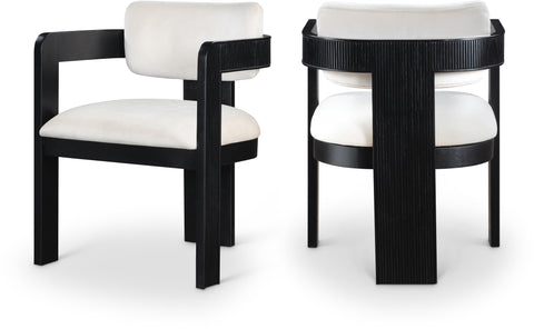 Selene Cream Velvet Upholstered Dining Chair , 2-Piece (Style 2)