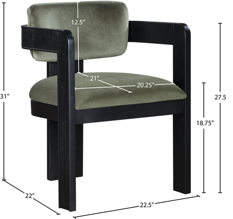 Selene Green Velvet Upholstered Dining Chair , 2-Piece (Style 1)