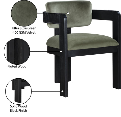Selene Green Velvet Upholstered Dining Chair , 2-Piece (Style 1)