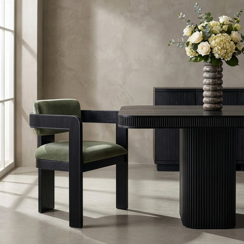 Selene Green Velvet Upholstered Dining Chair , 2-Piece (Style 1)