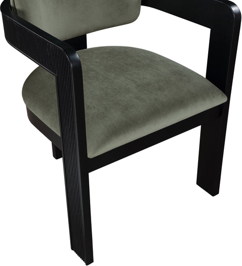 Selene Green Velvet Upholstered Dining Chair , 2-Piece (Style 1)