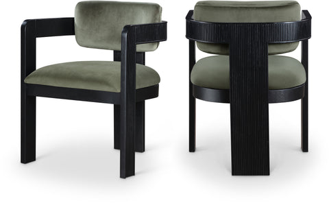 Selene Green Velvet Upholstered Dining Chair , 2-Piece (Style 1)