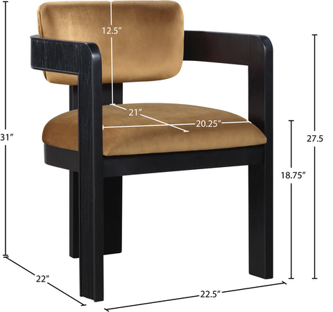 Selene Saddle Velvet Upholstered Dining Chair , 2-Piece (Style 2)