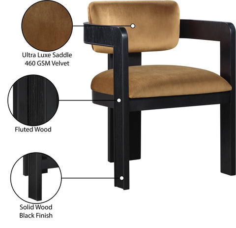 Selene Saddle Velvet Upholstered Dining Chair , 2-Piece (Style 2)