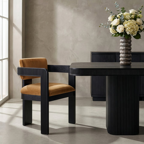Selene Saddle Velvet Upholstered Dining Chair , 2-Piece (Style 2)