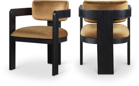 Selene Saddle Velvet Upholstered Dining Chair , 2-Piece (Style 2)