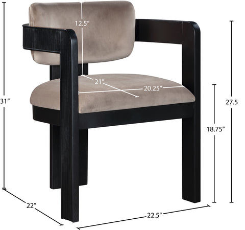 Selene Taupe Velvet Upholstered Dining Chair , 2-Piece (Style 1)